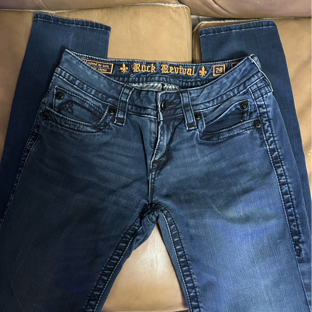 Rock Revival Blue Skinny Jeans with Faded Details